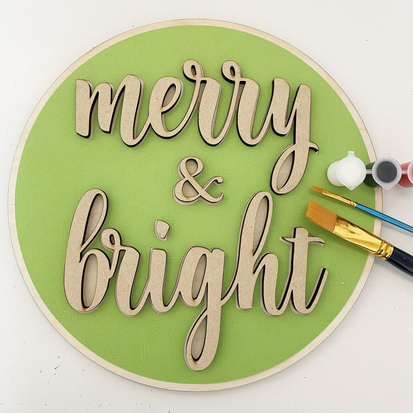 3D Sign Kit - Merry & Bright - 12" Round