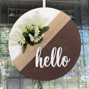 3D Sign Kit - Hello with Floral - 12” Round