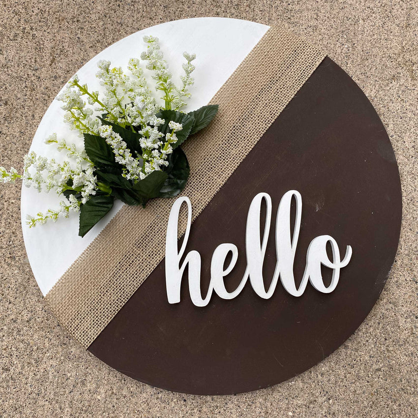 3D Sign Kit - Hello with Floral - 12” Round