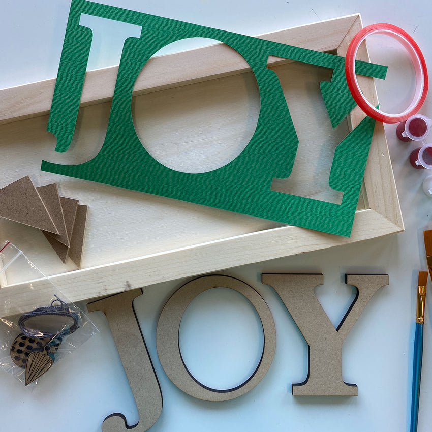 3D Sign Kit - JOY with Ornaments - 16" x 8"