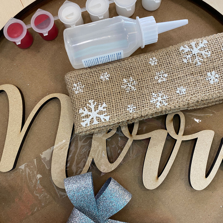 3D Wood Sign Kit ~ Merry Holiday Wreath