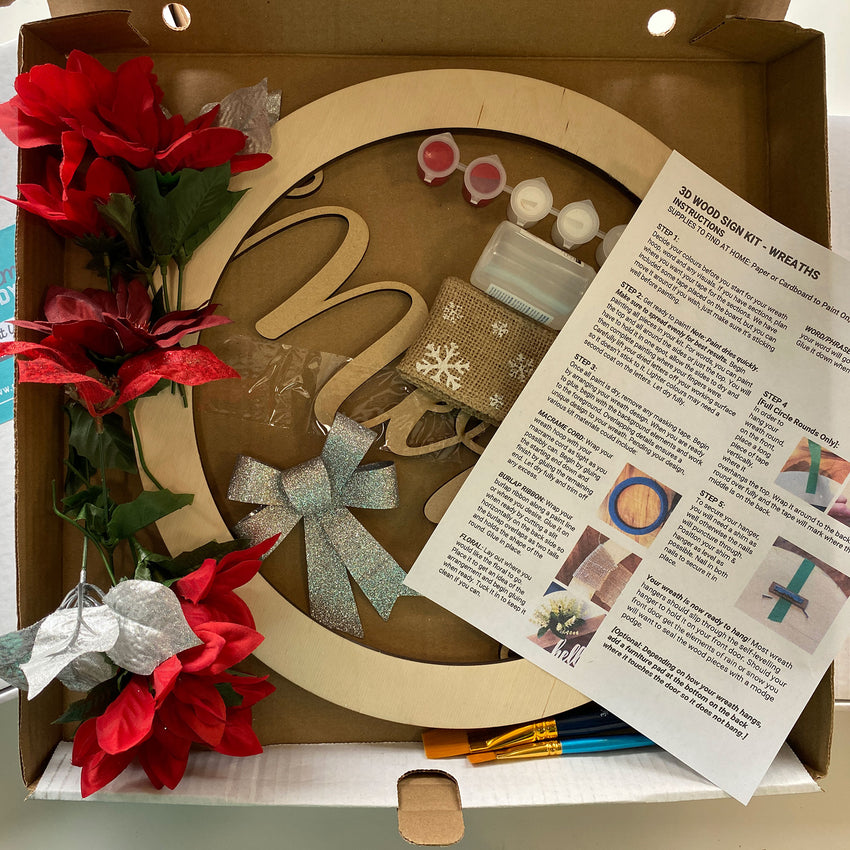 3D Wood Sign Kit ~ Merry Holiday Wreath
