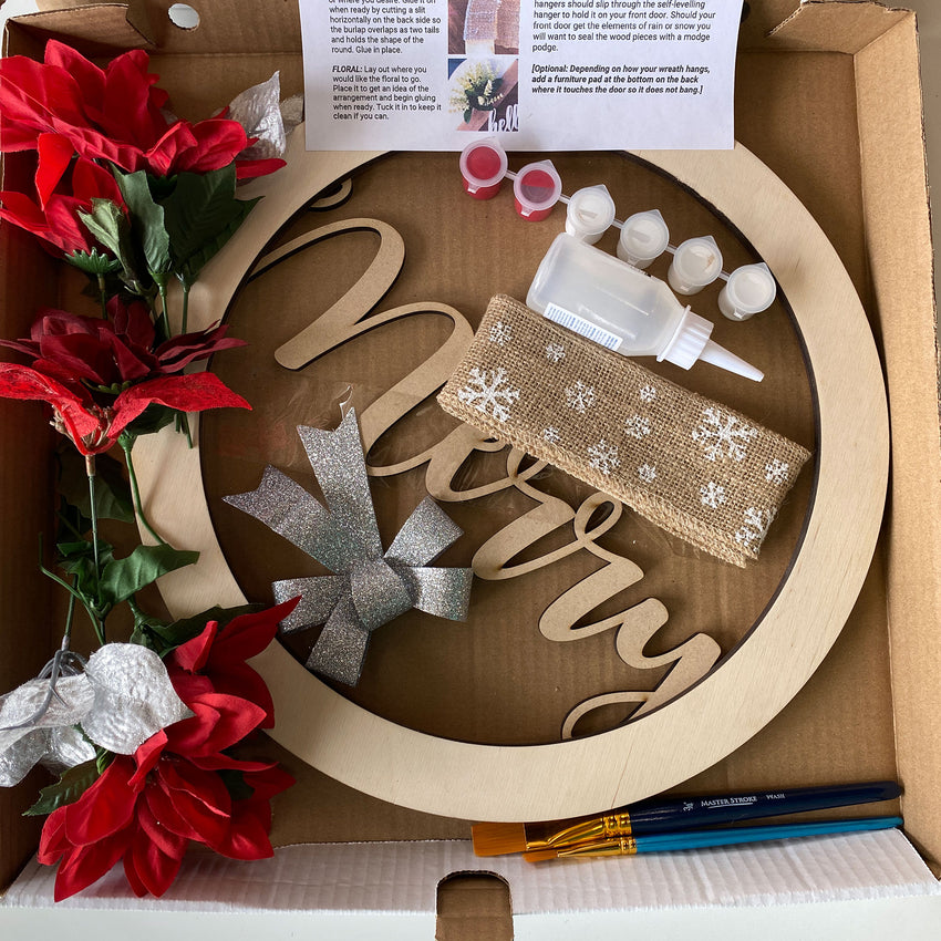 3D Wood Sign Kit ~ Merry Holiday Wreath