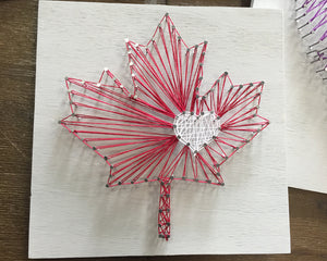 Maple Leaf with Heart String Art