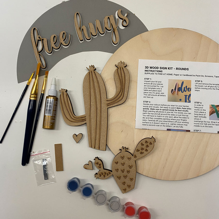 3D Sign Kit - Free Hugs - 12" Round