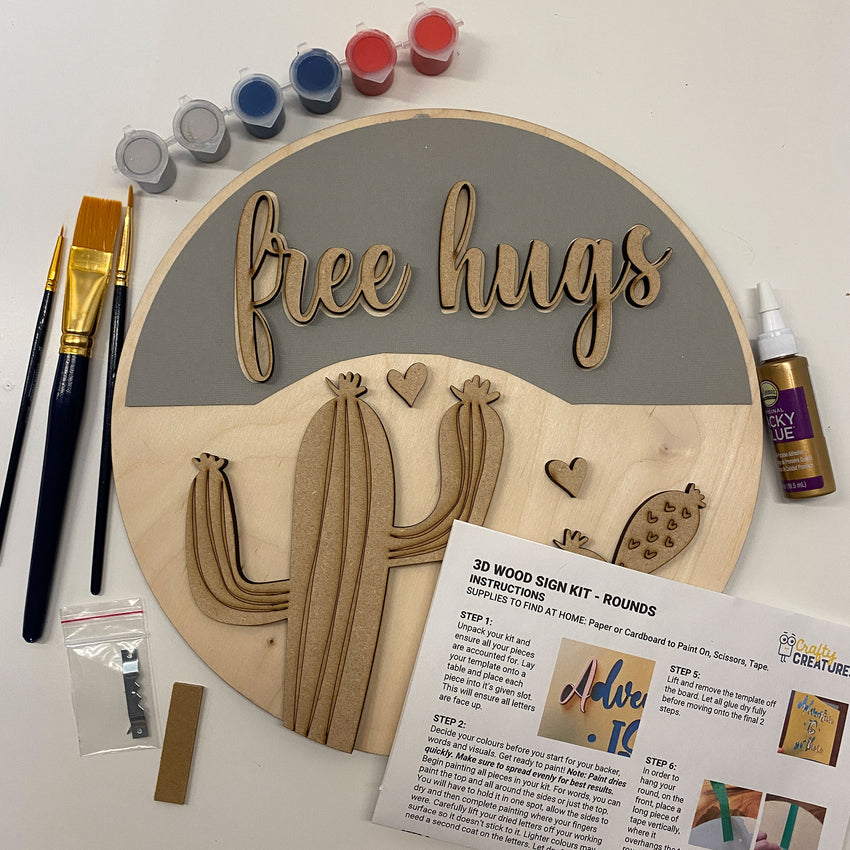 3D Sign Kit - Free Hugs - 12" Round