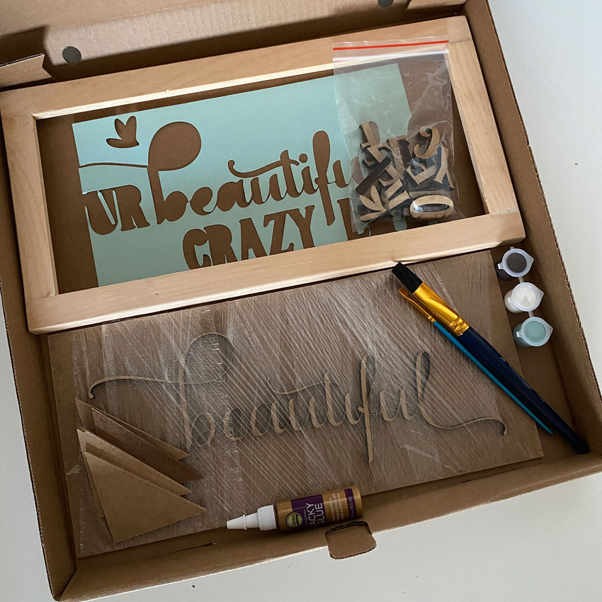 3D Sign Kit - Our Beautiful Crazy Life - 16" x 8"