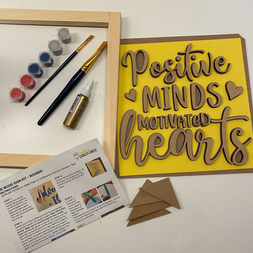 3D Sign Kit - Positive Minds Motivated Hearts - 12" x 12"