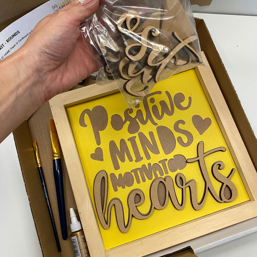 3D Sign Kit - Positive Minds Motivated Hearts - 12" x 12"