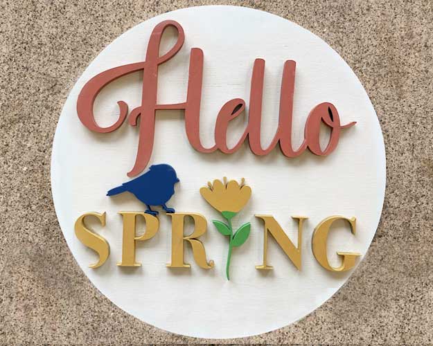3D Sign - Hello Spring - 12" Round