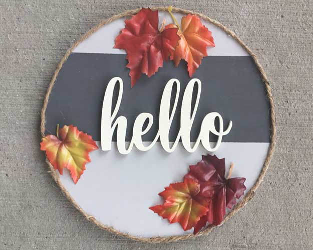 Extend-a-Family Waterloo Region: 3D Sign Kit - Hello with Fall Leaves - 12" Round