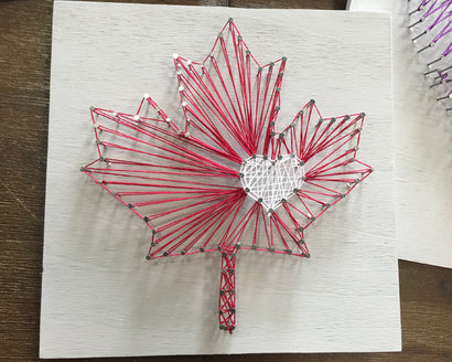 Maple Leaf with Heart String Art
