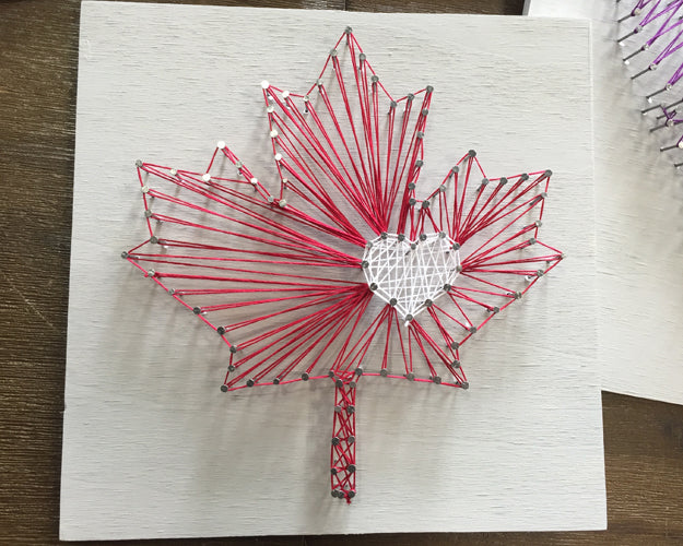 Maple Leaf with Heart String Art
