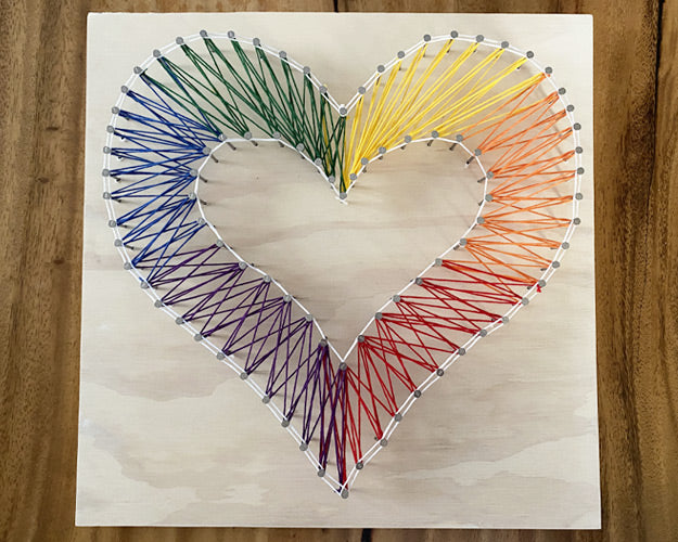 Extend-a-Family Waterloo Region: Rainbow Heart String Art